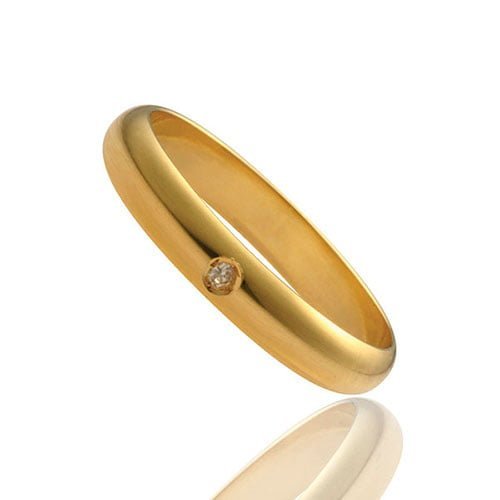 Aliança em Ouro Amarelo 18k e Diamante Aliança em Ouro Amarelo 18k e Diamante, 3,5mm - Imagem 1