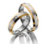 Par de Aliança em Ouro Amarelo & Branco 18k e Diamantes, 4mm