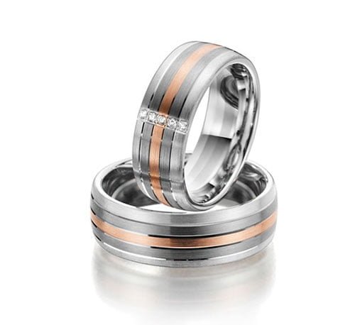 Par de Aliança em Ouro Branco 18k e Diamantes Par de Aliança em Ouro Branco 18k e Diamantes, 7mm - Imagem 1