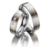 Par de Aliança em Ouro Amarelo & Branco 18k e Diamantes, 4,5mm
