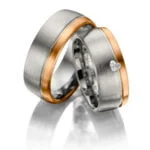 Par de Aliança em Ouro Branco & Rosa 18k e Diamante, 6mm