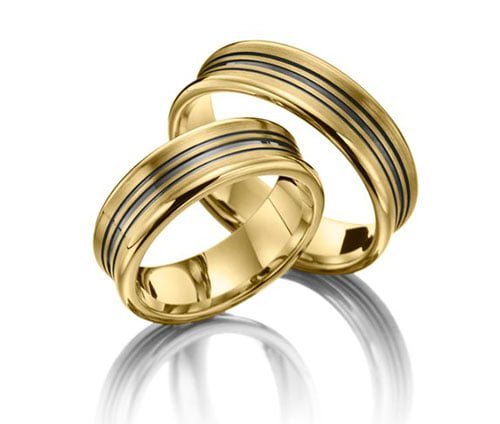 Par de Aliança em Ouro Amarelo & Branco 18k Par de Aliança em Ouro Amarelo & Branco 18k, 4mm - Imagem 1
