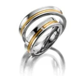 Par de Aliança em Ouro Amarelo & Branco 18k e Diamantes, 4mm