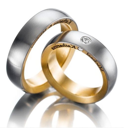 Par de Aliança em Ouro Amarelo & Branco 18k Par de Aliança em Ouro Amarelo & Branco 18k, 4mm - Imagem 1