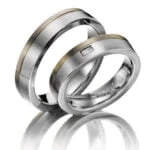 Par de Aliança em Ouro Branco 18k e Diamante, 4mm