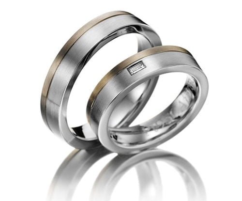 Par de Aliança em Ouro Branco 18k e Diamante Par de Aliança em Ouro Branco 18k e Diamante, 4mm - Imagem 1