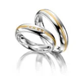Par de Aliança em Ouro Amarelo & Branco 18k e Diamantes, 3,5mm
