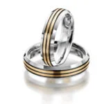 Par de Aliança em Ouro Amarelo & Branco 18k, 4mm