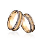 Par de Aliança em Ouro Amarelo & Branco 18k e Diamantes, 5mm