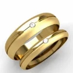 Par de Alianças em Ouro Amarelo 18k e Diamantes, 4mm