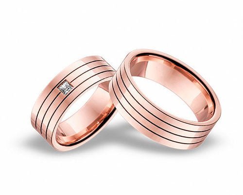 Par de Aliança em Ouro Rosa v18k e Diamantes Par de Aliança em Ouro Rosa v18k e Diamantes, 6mm - Imagem 1