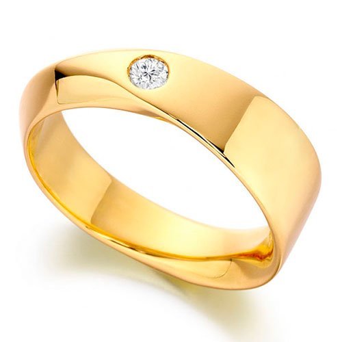 Aliança em Ouro Amarelo 18k e Diamante Aliança em Ouro Amarelo 18k e Diamante, 5mm - Imagem 1