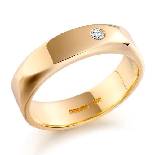 Aliança em Ouro Amarelo 18k e Diamante Aliança em Ouro Amarelo 18k e Diamante, 4mm - Imagem 1