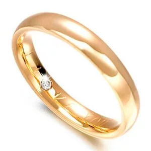 Aliança em Ouro Amarelo 18k e Diamantes, 3mm