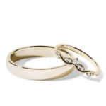 Par de Aliança em Ouro Amarelo 18k e Diamantes