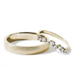 Par de Aliança em Ouro Amarelo 18k e Diamantes