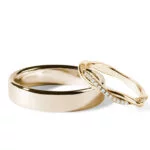 Par de Aliança em Ouro Amarelo 18k e Diamantes