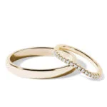 Par de Aliança em Ouro Amarelo 18k e Diamantes