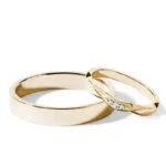 Par de Aliança em Ouro Amarelo 18k e Diamantes