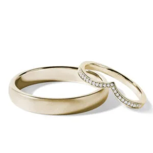 Par de Aliança em Ouro Amarelo 18k e Diamantes