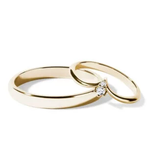 Par de Aliança em Ouro Amarelo 18k e Diamantes