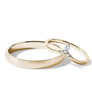 Par de Aliança em Ouro Amarelo 18k e Diamantes