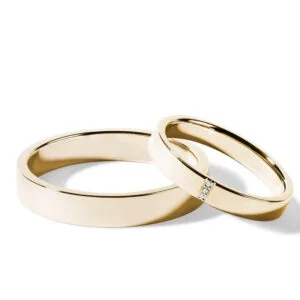 Par de Aliança em Ouro Amarelo 18k e Diamantes