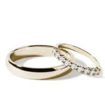 Par de Aliança em Ouro Amarelo 18k e Diamantes