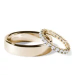 Par de Aliança em Ouro Amarelo 18k e Diamantes
