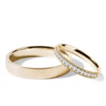 Par de Aliança em Ouro Amarelo 18k e Diamantes