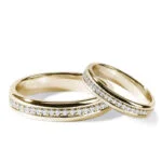 Par de Aliança em Ouro Amarelo 18k e Diamantes