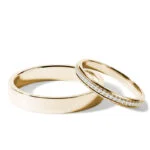 Par de Aliança em Ouro Amarelo 18k e Diamantes