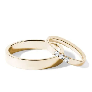 Par de Aliança em Ouro Amarelo 18k e Diamantes