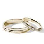 Par de Aliança em Ouro Amarelo 18k e Diamantes