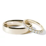 Par de Aliança em Ouro Amarelo 18k e Diamantes
