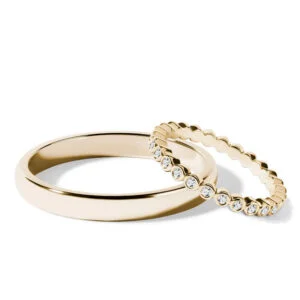 Par de Aliança em Ouro Amarelo 18k e Diamantes