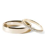 Par de Aliança em Ouro Amarelo 18k e Diamantes