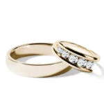 Par de Aliança em Ouro Amarelo 18k e Diamantes