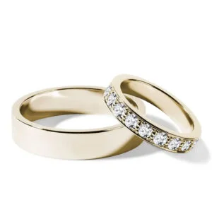 Par de Aliança em Ouro Amarelo 18k e Diamantes