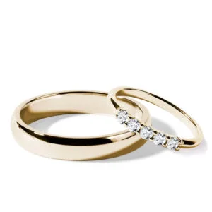 Par de Aliança em Ouro Amarelo 18k e Diamantes