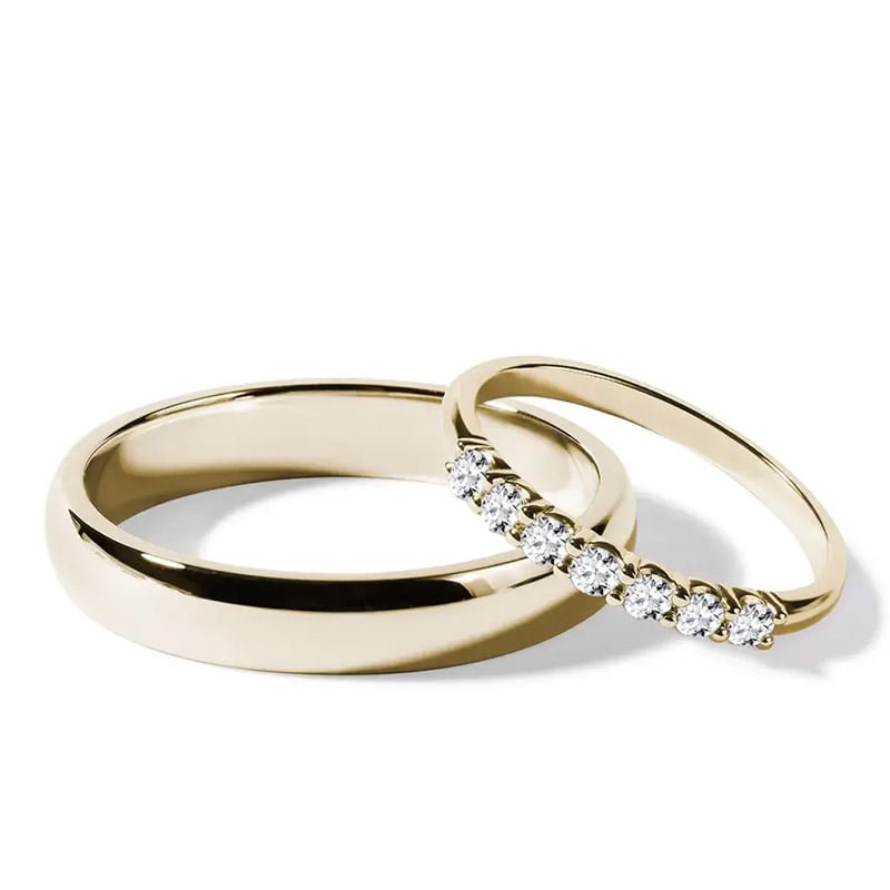 Par de Aliança em Ouro Amarelo 18k e Diamantes Par de Aliança em Ouro Amarelo 18k e Diamantes - Imagem 1