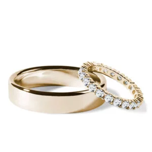 Par de Aliança em Ouro Amarelo 18k e Diamantes