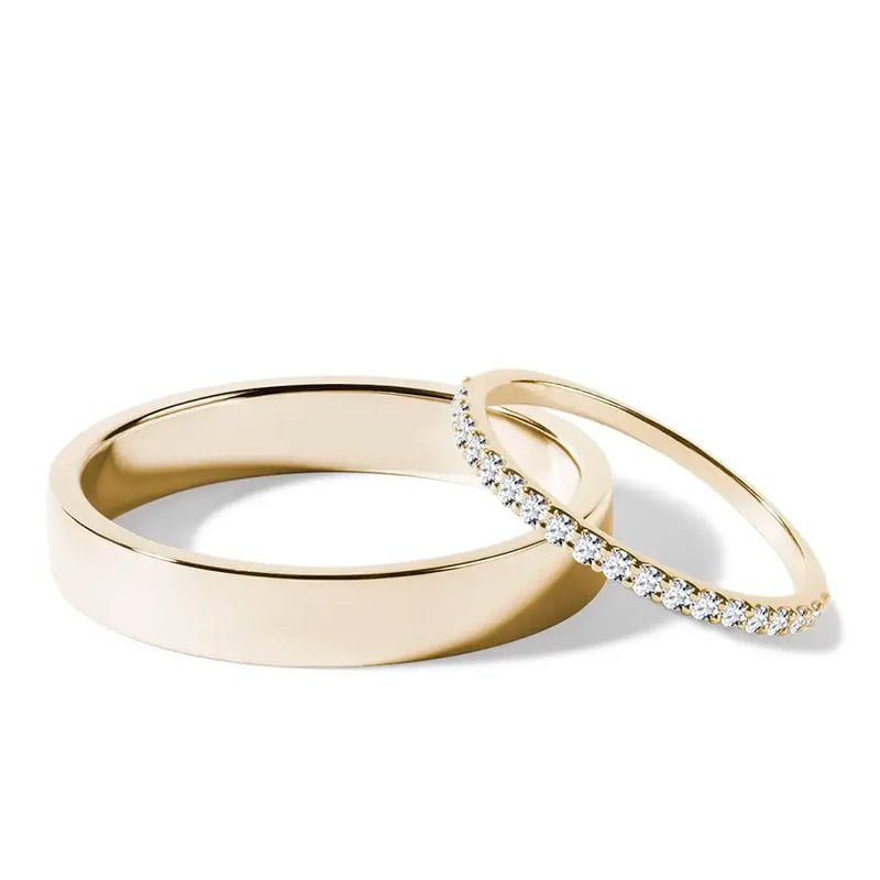 Par de Aliança em Ouro Amarelo 18k e Diamantes Par de Aliança em Ouro Amarelo 18k e Diamantes - Imagem 1
